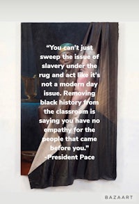 a blanket with a quote on it that says you can't just sweep the underside of the