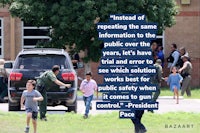 a picture of a group of people in front of a police car